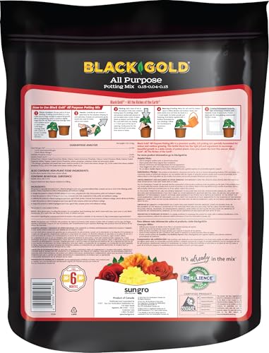 Sun Gro Horticulture 8-Quart Black Gold 1310102 Purpose Potting Soil With Control, Brown/A