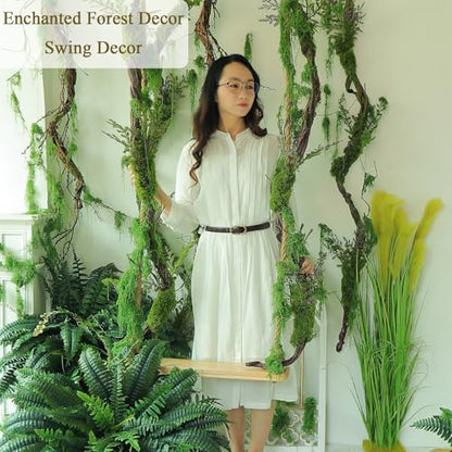 1Pcs 78.9inch Large Bendable Artificial Tree Branches Moss Sturdy Hanging Plants Leaves Grape Vines Thick Tree Trunk Twigs Greenery Stems Cherry Blossom Garland for Halloween Outdoor Forest Decor