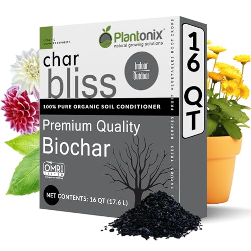 Char Bliss (16 Qts) - Organic Biochar Soil Amendment for Plants & Gardening | OMRI-Listed BioChar Plant Charcoal - Charcoal for Plants, Potting Soil, & Fertilizer - Horticultural Charcoal Alternative - color: Char Bliss (16 Qts)