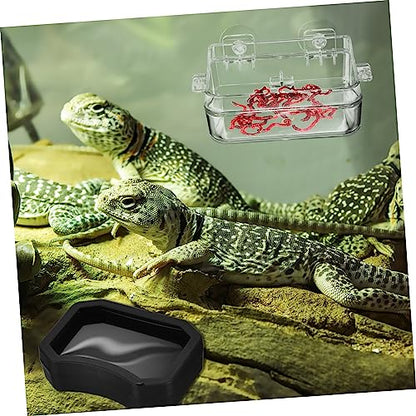 BESPORTBLE 2pcs Reptile Feeder Cup Water Dish Escape Feeding Bowl for Lizard Bearded Dragon Gecko Small Food-Grade Material Strong Suction Cup for Secure Placement