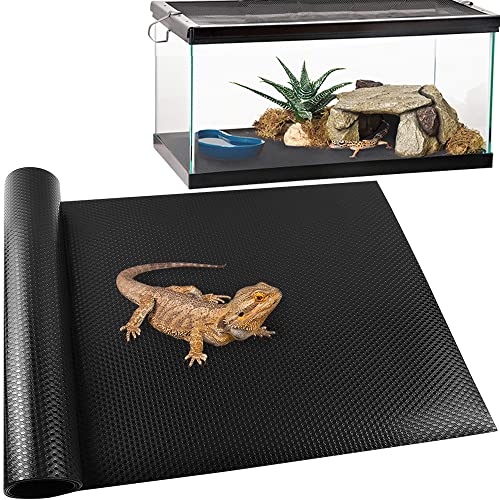 Reptile Carpet, Reptile Mat, Bearded Dragon, Leopard Gecko Substrate,Bearded Dragon Tank Flooring, Snake,Tortoise Bedding, Bearded Dragon Tank Accessories (18"X 79", 1 PCS Thicker Mat) - color: Black 18"×79", size: 1 PCS