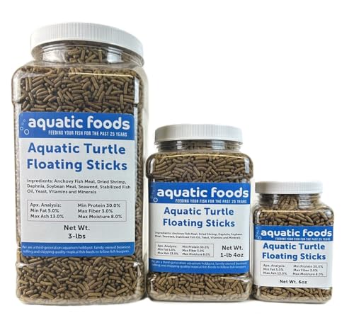 Aquatic Turtle 3/8" x 1/8" 30% Protein Floating Sticks for Aquatic & Semi Aquatic Red Ear, Painted. Map, Soft Shell Pond Turtles...WL 6oz Sm Jar