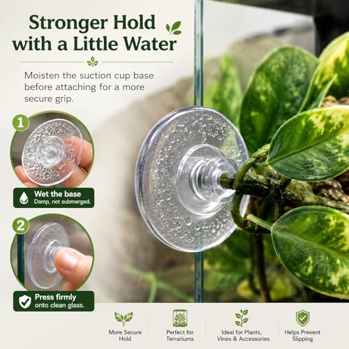 HERCOCCI Crested Gecko Tank Accessories, Reptile Hanging Plants Vines with Natural Coconut Shell Hideout & Climbing Ladder Decor for Hermit Crab Lizard Leopard Gecko Chameleon Snake Terrarium Decor