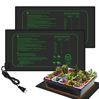 GYTF 21W Seedling Heat Mat for Seed Starting, 10" x 20.75" Waterproof Heating Pad for Indoor Plants Germination Hydroponic, MET Standard - 2 Pack