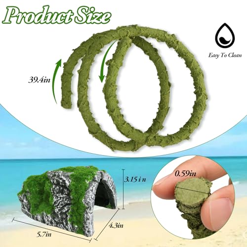 2Pcs Hermit Crab Climbing Toys Set, 39.4 in Bendable Hermit Crab Supplies, Reptile Vine Plus Reptile Hide Cave,Terrarium Accessories for Gecko Frogs Snake Habitat - color: Cave