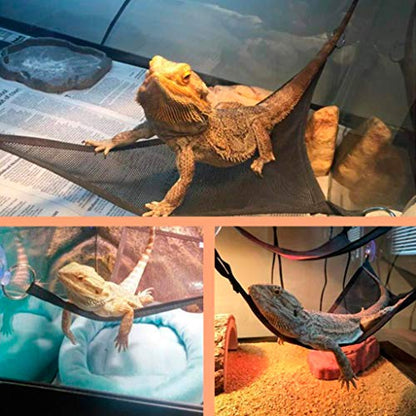 2Pcs Bearded Dragon Lizard Hammock - Breathable Mesh Geckos Hammock Reptile Hammock, Suitable for Lizard, Axolotls, Anoles, Geckos, Snakes, Chameleon