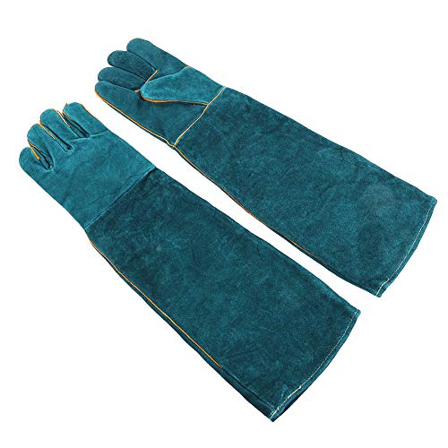 Anti Biting Gloves, Canvas Blue Pet Reptile Training Anti Bite Lengthen Safety Protection Gloves for Varanid Snake Dogs Cats(Blue)