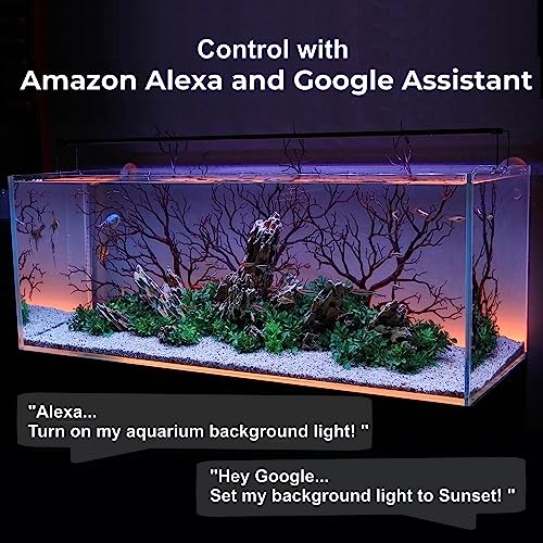 ColorCast Smart LED Aquarium Background Light Kit with Frosted Background Film | Smartphone and Voice Control | 24/7 Timers | Alexa and Google Home | for Aquariums, Terrariums and Vivariums | 18"-32" - size: 18" | 18" to 32"