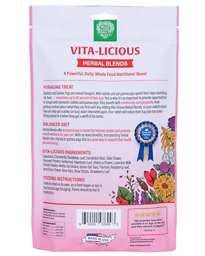 Small Pet Select - Vita-Licious Herbal Blend, a Natural Herbal Treat for Rabbits, Guinea Pigs, Hamsters, Gerbils, and Mice, 4.4oz - size: 4.4 Ounce (Pack of 1)