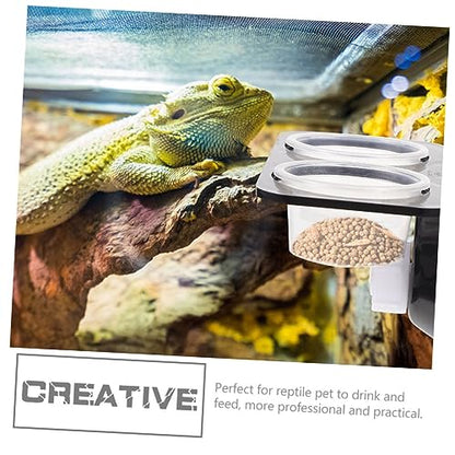 BESPORTBLE Reptile Feeding Ledge Set with Suction Cup Detachable Water Feeder and Food Bowl for Geckos Lizards Tortoises and Other Reptiles Easy to Clean Durable Design Set