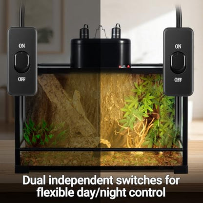 REPTI ZOO Dual Reptile Light Fixture for Reptile Dome UVB Lamp Fixture Dual Reptile Reflector Dome Lamp Cap Combo Integration Design Heat Lighting - size: 1 Count (Pack of 1)
