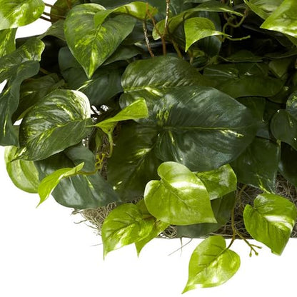 Nearly Natural 15in. Pothos Ledge Plant (Set on Foam) Silk Plant,Green