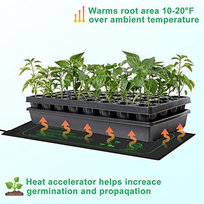 GYTF 21W Seedling Heat Mat for Seed Starting, 10" x 20.75" Waterproof Heating Pad for Indoor Plants Germination Hydroponic, MET Standard - 2 Pack