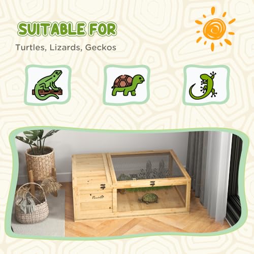 Wooden Turtle Enclosure for Indoor and Outdoor Use - Spacious Reptile Habitat with Viewing Windows and Ventilation for Lizards, Geckos, Tortoises
