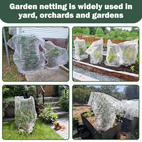 4 Pack Garden Neting Plant Insect Bird Barrier Mesh with Drawstring 3.5Ftx2.3Ft Mesh Plant Covers Freeze Protection Tomato Barrier Bag for Garden Flower Blueberry Vegetables Fruits Bird Eating - size: 3.5Ft x 2.3Ft