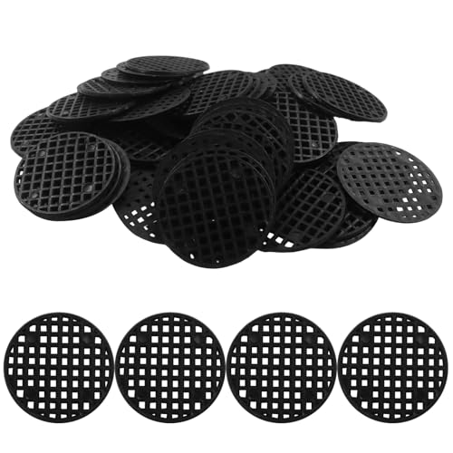 100pcs Plant Drainage Mesh Pads - 1.8 Inch Round Plastic Grid Mat, Breathable Soil Guard for Potted Plants, Bonsai (Black) - size: 1.8 Inch