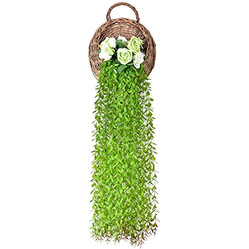 Lvydec 12pcs Artificial Vines Fake Greenery Garland Willow Leaves with Total 60 Stems Hanging for Wedding Party Backdrop Wall Decoration