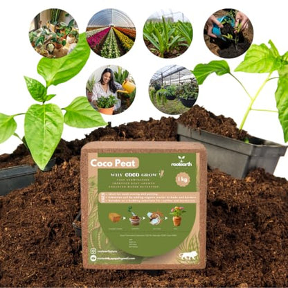 Natural Coco Coir Brick 2.2LB – Expands to 3-4 gallons, Low EC Natural Coconut Coir Growing Medium for Gardening, Seed Starting, Indoor & Outdoor Plants, Potting Soil Mix