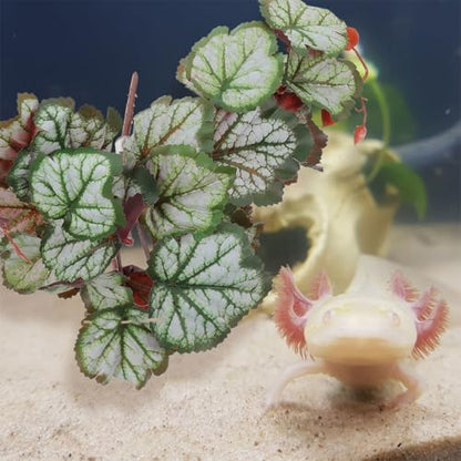 PRETYZOOM Artificial Hanging Reptile Plant with 23 Leaf Faux Foliage, Suction Cup Attachment, Lifelike Artificial Leaves Pendant for Reptile Terrarium Environment Decoration and Amphibian