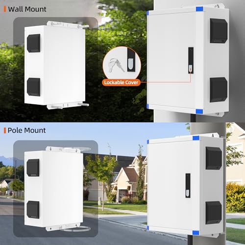 Joinfworld Outdoor Electrical Box 19.7"x15.7"x7.9" Metal Waterproof Vented Nema Enclosure with 12V Fan, Stainless Steel Junction Box with Cold Rolled Steel Plate Hinge Connection Din Rail - size: 19.7"x15.7"x7.9"