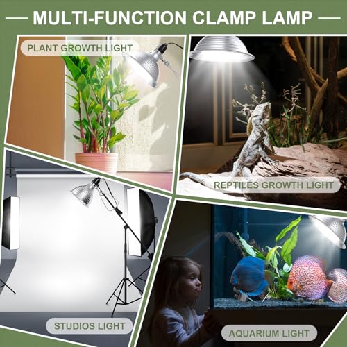 Macarrie 20 Pcs Adjustable Clamp Lamp Light with Aluminum Reflector Up to 150 Watt (No Bulb Included) E26 Socket SPT-2 18awg 6FT Cord(5.5 Inch) - size: 5.5 Inch