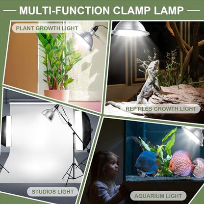 Macarrie 20 Pcs Adjustable Clamp Lamp Light with Aluminum Reflector Up to 150 Watt (No Bulb Included) E26 Socket SPT-2 18awg 6FT Cord(5.5 Inch) - size: 5.5 Inch