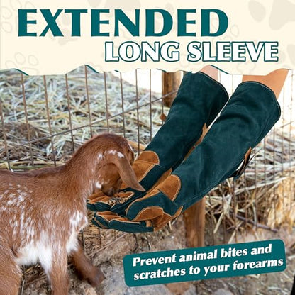 HANDLANDY Animal Handling Gloves, Bite-Proof, Scratch-Resistant, Pet Gloves for Dogs, Cats, Falconry, Gardening - color: Emerald Green, size: 24 Inches