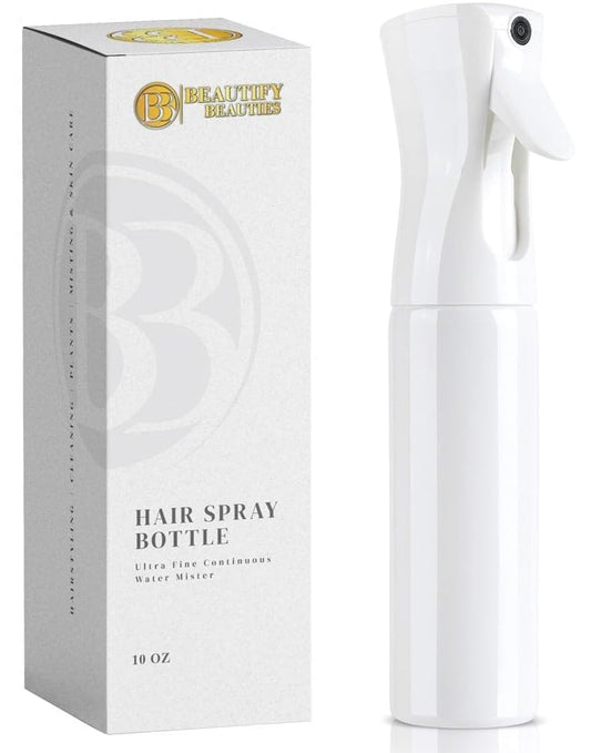 BeautifyBeauties Spray Bottle For Hair – Continuous Mister Spray Bottle for Hairstyling (White, 10.1 Ounces) - color: White, size: 10.1 Ounces