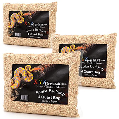 XYZReptiles Premium Aspen Snake Bedding Reptile Bedding Terrarium Bedding 4 Quart Bag