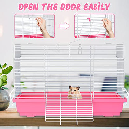 Pronetcus Hamster cage for Hamsters, Gerbils, mice, Rats, Small Guinea Pigs and Other Small Animals. - color: Pink, size: Large