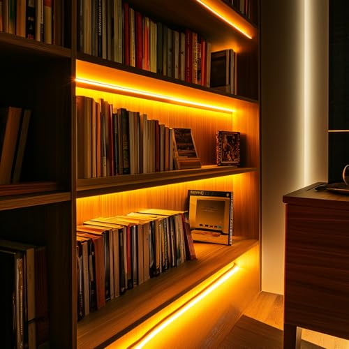 LED Strip Lights 24V COB Gold Yellow Dimmable led Lighting16.4ft (Kit) | Super Bright, Dotless High Density 7.2W/m, 8mm Width Cuttable Flexible, Home DIY Commercial Decoration - color: Gold Yellow (Kit)