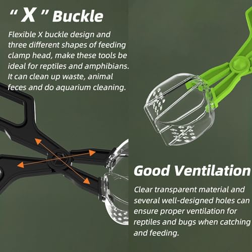 Romansk 3 Pack Reptile Feeding Clamp, Reptile Poop Scoop Reptile Feeding and Cleaning Tool for Gecko Lizard Bearded Dragon and Other Small Animals