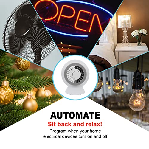 Clear Power 2-Pack Indoor Timer, 1 Polarized Outlet, 24 Hour Plug-in Mechanical Timer, Daily Cycle, Ideal for Lamps, Holiday Decor, Grow Lights, Aquarium, White, DCIT-00012P-DC - style: Mechanical Timer - Polarized Outlet