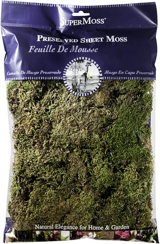 SuperMoss (22162) Feather Moss | Natural Green Moss Sheets for Crafts, Fairy Garden Decor, Wedding Table Runners, Reptile Tank Accessories, and Indoor Plant Soil Cover, 120 cu. in., Fresh Green - size: 120 cu. in.