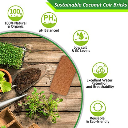 Riare 6pcs Organic Coco Coir Bricks Soil Blocks- 100% Natural Compressed Coco Peat Brick Coconut Fiber Substrate with Low EC& pH Balance, High Expansion Coco Coir Pith Coconut Husk for Garden - color: Pack of 6