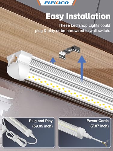 ELEKICO Led Shop Light, Super Bright 40W 5600lm 5000k Shop Light are 5 Times Brighter Than Cabinet Lights, Linkable 2ft Led Lights Fixture for Cabinet Garage Workbench 2-Pack