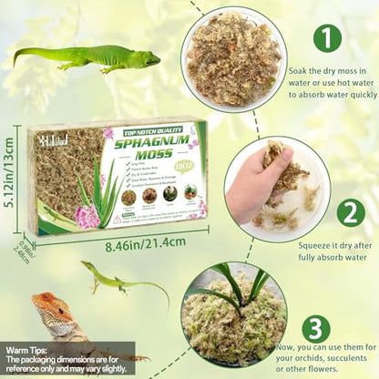 Halatool 10OZ Orchid Moss Sphagnum for repotting, 14QT Dried Sphagnum Moss for Plants Indoor, Maintain Air Humidity and Improve Soil Acidity, Natural Media for Orchid Plant Growth - size: 14 qt (0.6 lbs)