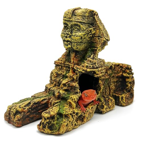 Sphinx Reptile Hide Leopard Geckos Bearded Dragon Egyptian Landscape Hideout Caves Shelter Egypt Décor Crested Tank Accessories Spider Decoration Amphibian Habitat - color: Sphinx