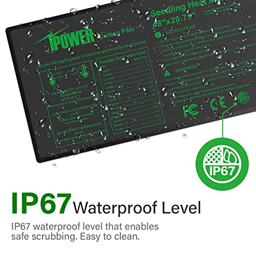 iPower 48” x 20.75” Seeding Heat Mat Upgraded Carbon Film Indoor Warm Hydroponic Plant Germination Starting Pad Durable Waterproof, 48" x 20.75", Black - size: 48" x 20.75", style: 1 Pack