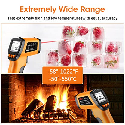 Infrared Thermometer Gun -58°F to 1022°F, Non-Contact Laser Thermometer with LCD Display, Temperature Measurement Gun for Cooking, BBQ, Oven, Adjustable Emissivity - color: -58°F~1022°F