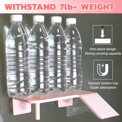Turtle Basking Platform with Feeding Area,Turtle Basking Platform Large-with Two Strong Vacuum Suction Cups and Support Base,Suitable for Deep-Water and Semi-Aquatic Turtles (Pink, Medium)