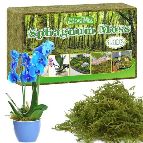 ZeeDix 1.1 lb Premium Sphagnum Moss - Orchid Moss Plant Growing Medium for Terrariums, Orchids, Carnivorous, Succulents & Reptile Habitat Substrate - color: 1 pack