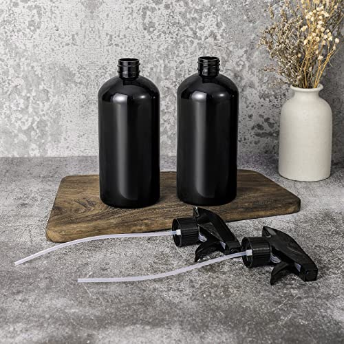 UUJOLY 17 oz Plastic Spray Bottle Trigger Empty Spray Bottles Clear Refillable Container for Water, Essential Oils, Hair, Cleaning Products, Adjustable Head Sprayer and Stream (4 Pack) - color: Z-Black, size: 4 Pack/500ml
