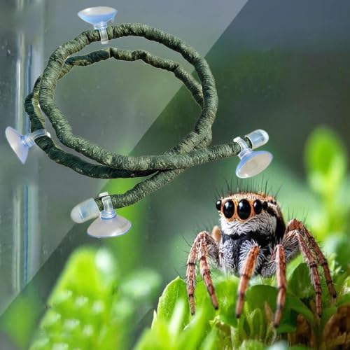 Artificial Reptile Climbing Vine, Bendable Jungle Branch Decor, Terrarium Habitat Accessories, Secure Suction Cup Vines, Tank Greenery for Reptiles - size: Green
