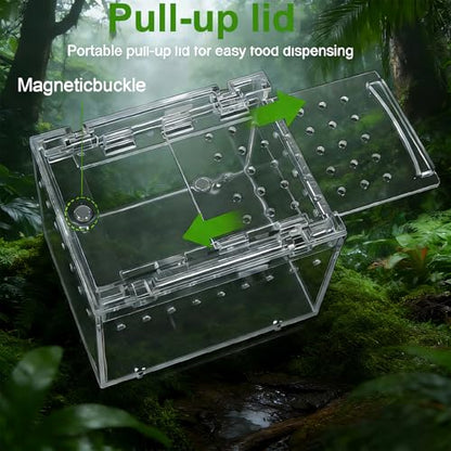 Mini Transparent PC Terrarium, Small Reptile Enclosure with Ventilation & Magnetic Closure for Jumping Spider, Tarantula, Hermit Crab and Other Small Pets