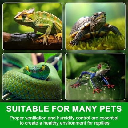 Reptile Ventilation Fan, Auto Temperature/Thermometer Control LED Digital Humidity Gauge, °C/°F Switchable Dehumidifier for Reptile Tank, Rainforest, Ecological Pet Rearing Box (Automatic Humidity)