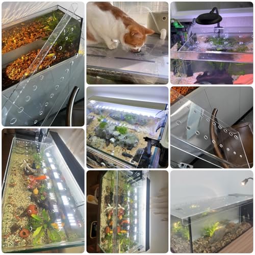 Acrylic Aquarium Anti-Jump Cover, Cat-Proof Terrarium Lid, Fish Tank Hood with Hole, 8-20 Inch Wide, Top Mount Fish Tank Protector for Pets and Aquatic Life - size: L45xW40cm/17.7x15.7in