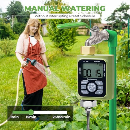 HOMENOTE Misting Cooling System with Timer, 59FT Misting Hose+20 Brass Nozzles+3/4" Brass Adapter+Water Timer with Mist Mode & Irrigation Mode, Outdoor Misters for Patio Cooling and Garden Watering - size: 59FT / 18M