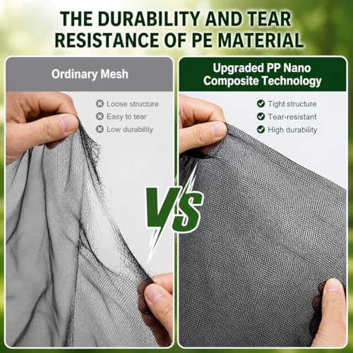 Stronger Garden Mesh Netting - 10 x 20 ft, PE Ultra-Fine Mesh Bird Barrier Net for Plants & Vegetables, OutdoorPatio Balcony Terrace Screen, Tear-Resistant Breathable Shade Netting | Black (33% Shade) - color: Black10x20ft