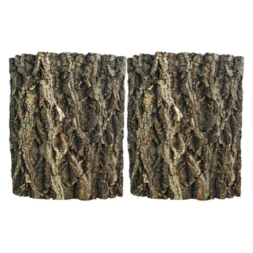 LALAFINA 2pcs Reptile Cork Bark Background - Natural Cork Wood Terrarium Background - Bearded Dragon Tank Bark Backdrop Wall Decor for Lizard Gecko Chameleon